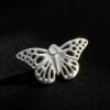 Silver Butterfly Brooch Hollowed-Out Zircon Pin